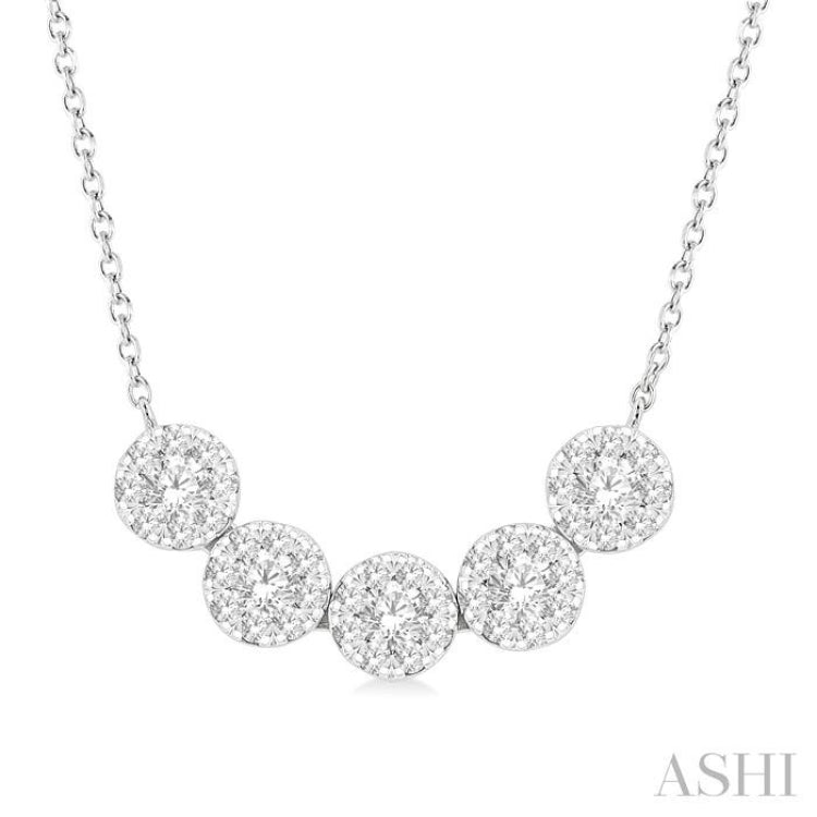 Round Shape 5 Stone Lovebright Essential Diamond Smile Necklace