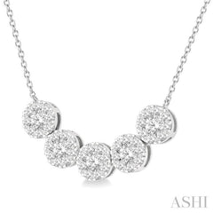 Round Shape 5 Stone Lovebright Essential Diamond Smile Necklace