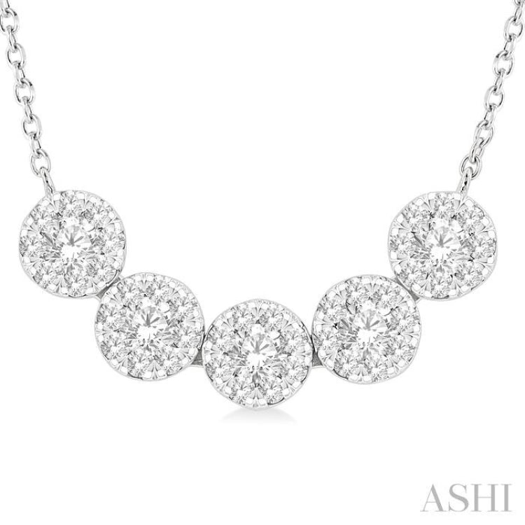 Round Shape 5 Stone Lovebright Essential Diamond Smile Necklace