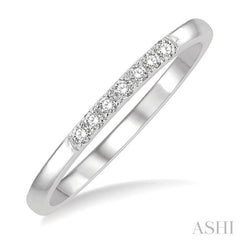 1/10 Ctw Straight Row Center Single Cut Diamond Stackable Fashion Petite Band in 10K White Gold