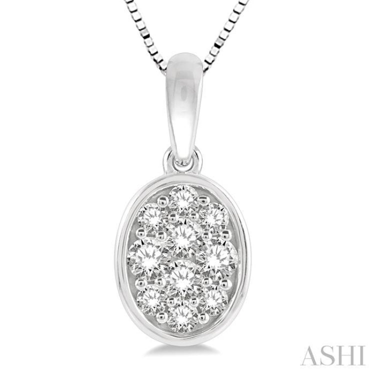 Oval Shape Bezel Set Diamond Pendant