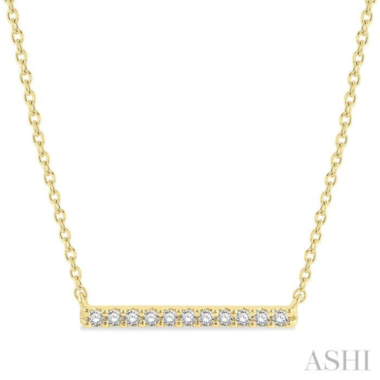 1/8 Ctw Bar Single Cut Diamond Petite Necklace in 10K Yellow Gold