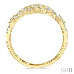 1/3 Ctw Alternating Marquise and Circular Mount Round Cut Diamond Curved Wedding Band in 14K Yellow Gold