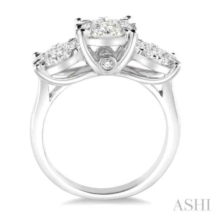 Round Shape Past Present & Future Lovebright Essential Diamond Engagement Ring