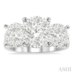 Round Shape Past Present & Future Lovebright Essential Diamond Engagement Ring