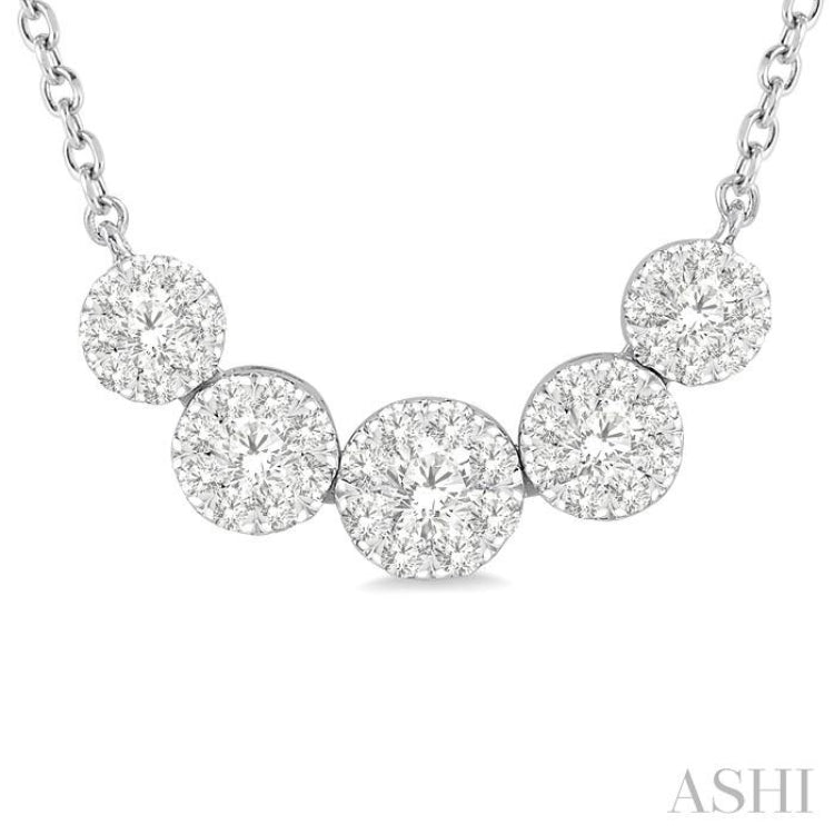 Round Shape 5 Stone Lovebright Essential Diamond Smile Necklace