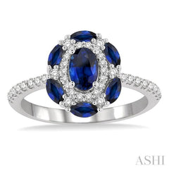 Oval Shape Gemstone & Halo Diamond Ring