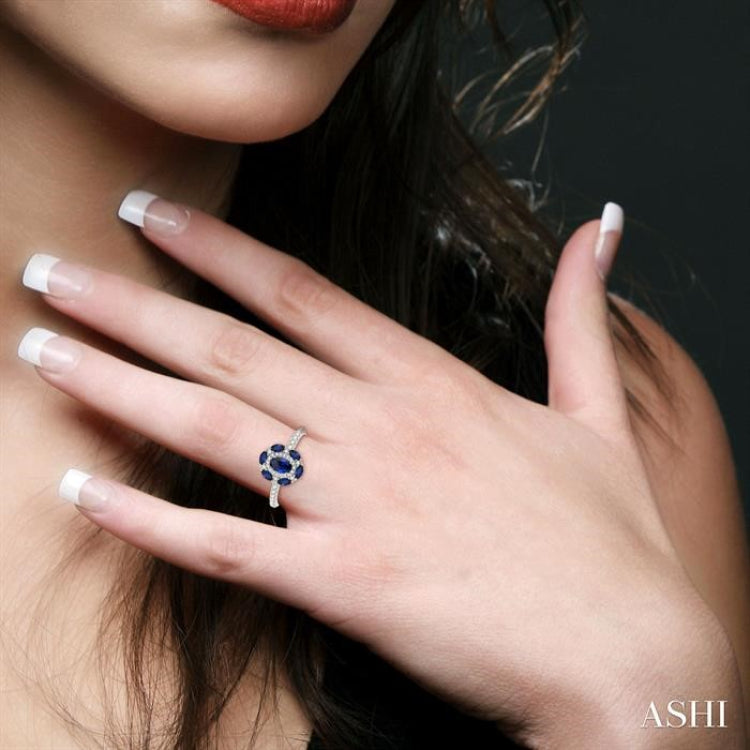 Oval Shape Gemstone & Halo Diamond Ring