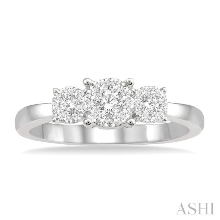 Round Shape Past Present & Future Lovebright Essential Diamond Engagement Ring