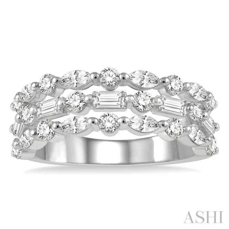 Three Row Baguette Diamond Fashion Band