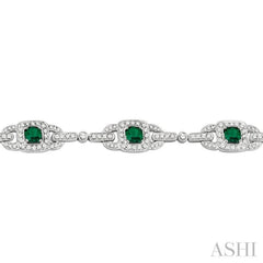 Cushion Shape Gemstone & Halo Diamond Bracelet