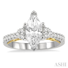 Marquise Shape Semi-Mount Diamond Engagement Ring