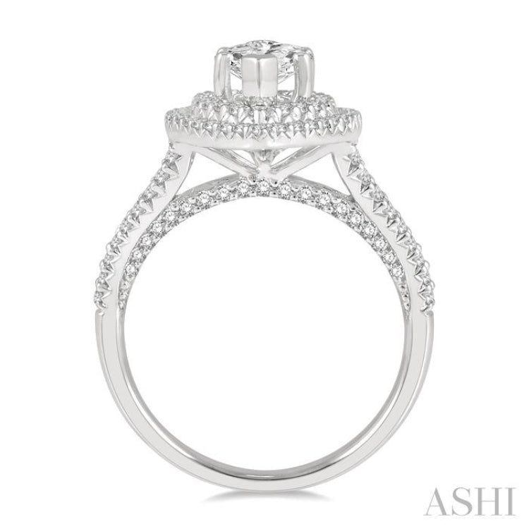 Marquise Shape Semi-Mount Halo Diamond Engagement Ring