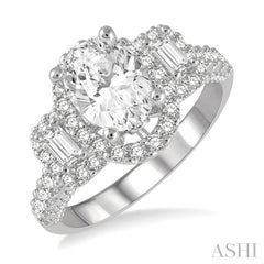 Oval Shape Semi-Mount Halo Diamond Engagement Ring