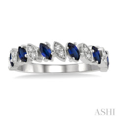 Marquise Shape Alternate Gemstone & Diamond Wedding Band