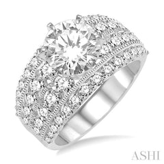 Round Shape Semi-Mount Diamond Engagement Ring