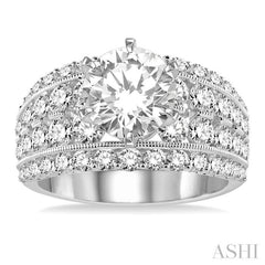 Round Shape Semi-Mount Diamond Engagement Ring