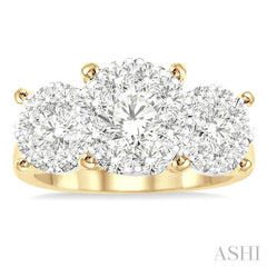 Round Shape Past Present & Future Lovebright Essential Diamond Engagement Ring