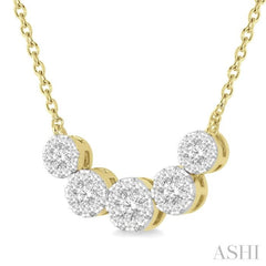 Round Shape 5 Stone Lovebright Essential Diamond Smile Necklace