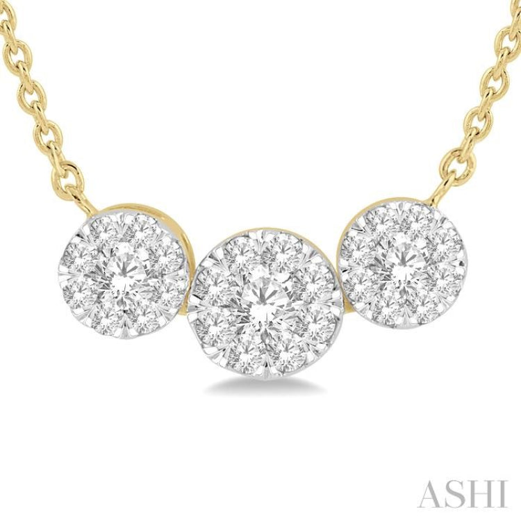 Round Shape Past Present & Future Lovebright Essential Diamond Necklace