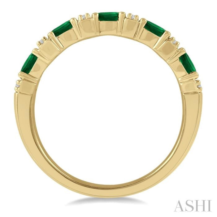 Oval Shape East-West Gemstone & Diamond Wedding Band