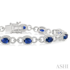 Oval Shape Gemstone & Halo Diamond Bracelet