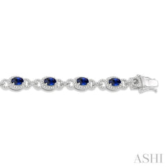 Oval Shape Gemstone & Halo Diamond Bracelet