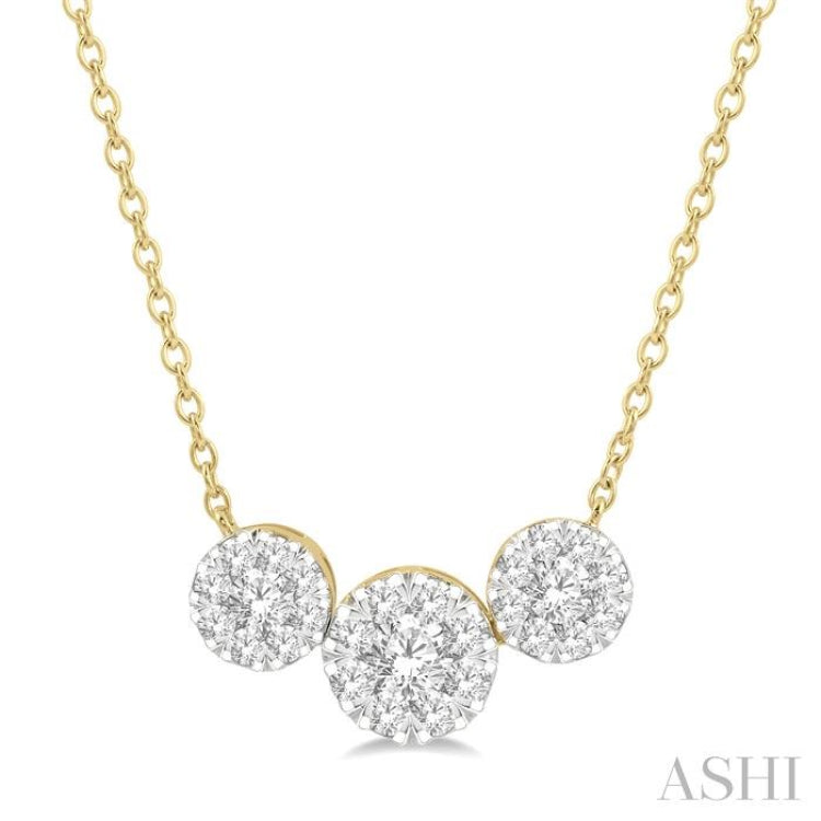 Round Shape Past Present & Future Lovebright Essential Diamond Necklace