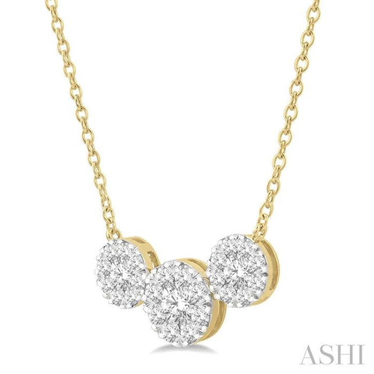 Round Shape Past Present & Future Lovebright Essential Diamond Necklace