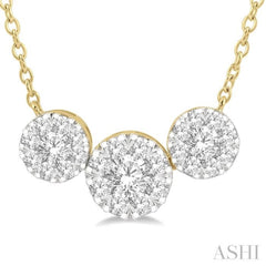 Round Shape Past Present & Future Lovebright Essential Diamond Necklace