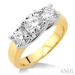 Round Shape Past Present & Future Diamond Engagement Ring