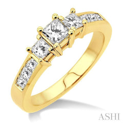 Princess Shape Past Present & Future Diamond Engagement Ring