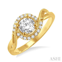 Round Shape Halo Diamond Engagement Ring