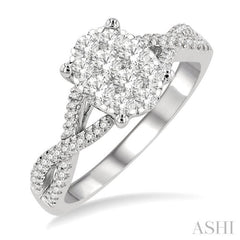 Oval Shape Lovebright Diamond Engagement Ring