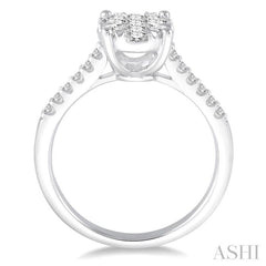 3/4 Ctw Oval Shape Diamond Lovebright Ring in 14K White Gold
