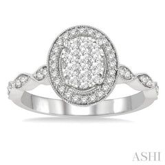 Oval Shape Halo Lovebright Diamond Engagement Ring