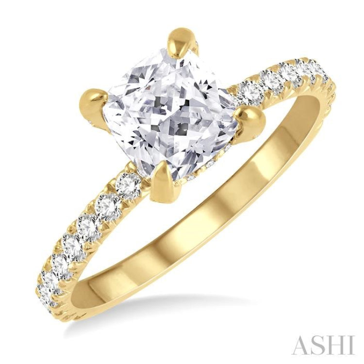 Cushion Shape Semi-Mount Diamond Engagement Ring