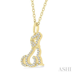 1/8 Ctw Petite Dog Motif Round Cut Diamond Fashion Pendant With Chain in 10K Yellow Gold