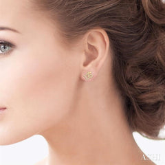 1/6 Ctw Religious 'OM' Symbol Round Cut Diamond Petite Fashion Stud Earrings in 10K Yellow Gold