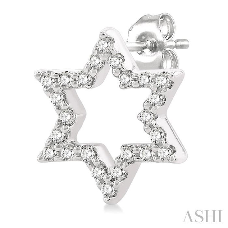 Star Of David Petite Diamond Fashion Earrings