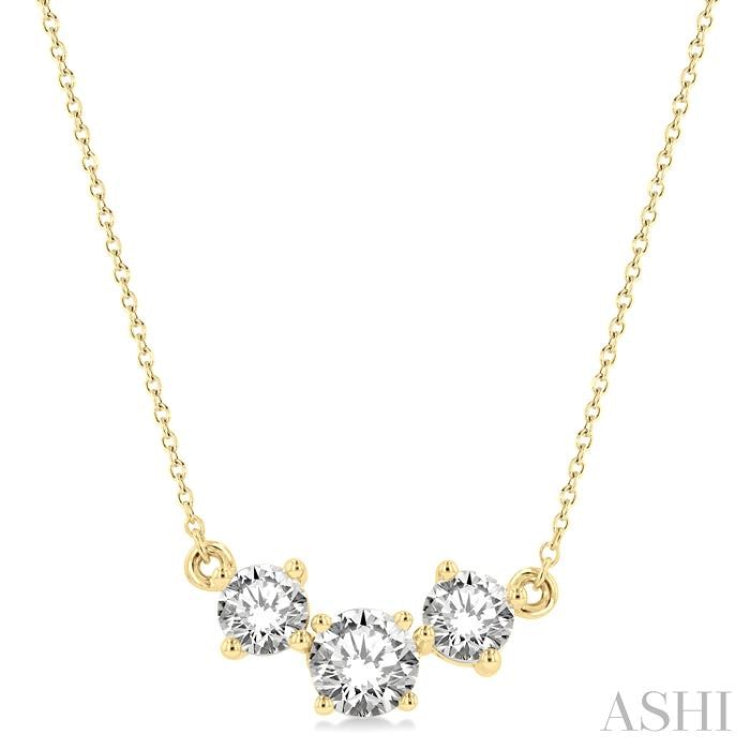 Round Shape Past Present & Future Diamond Necklace