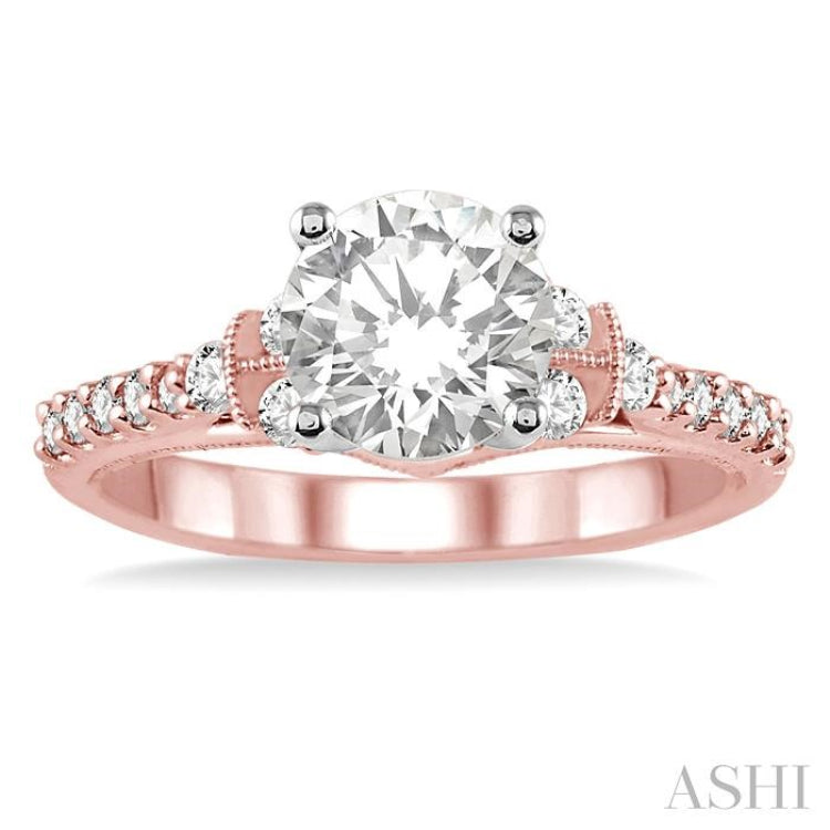 Round Shape Semi-Mount Diamond Engagement Ring