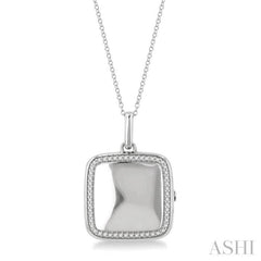 Silver Square Diamond Locket Pendant