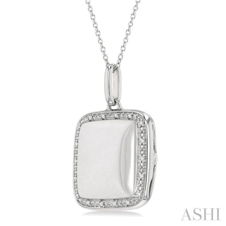 Silver Square Diamond Locket Pendant