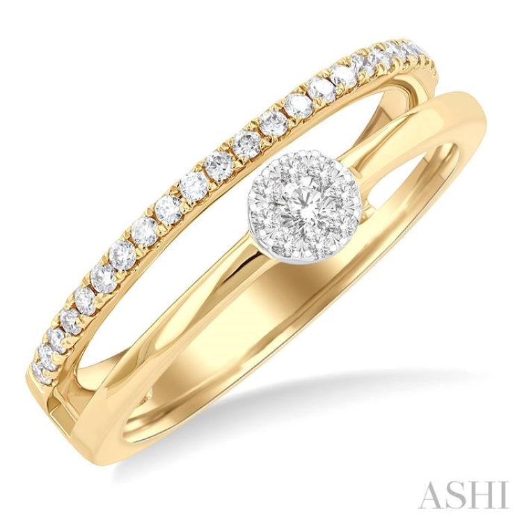 Round Shape Double Row Lovebright Diamond Fashion Ring