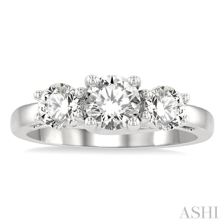 Round Shape Past Present & Future Diamond Engagement Ring