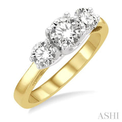 Round Shape Past Present & Future Diamond Engagement Ring