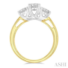 Round Shape Past Present & Future Diamond Engagement Ring