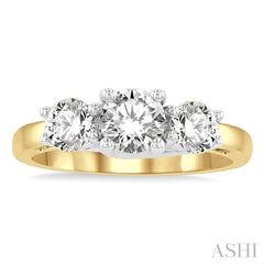 Round Shape Past Present & Future Diamond Engagement Ring