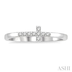 Stackable Sideway Cross Petite Diamond Fashion Ring